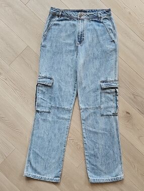 AFRM NOE High Rise Wide Leg Relaxed Cargo Pants Jeans, Sz 27